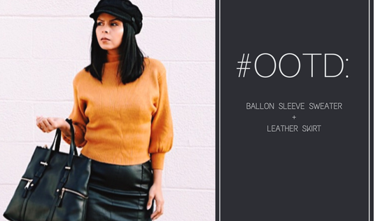 OOTD: Ballon Sleeve Sweater + Leather Skirt