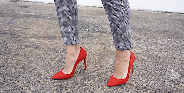 Glen Plaid Trousers, a Belt Bag and a Pop of Red