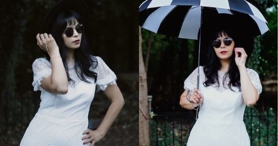 White Lace Dress with a Spooky Twist